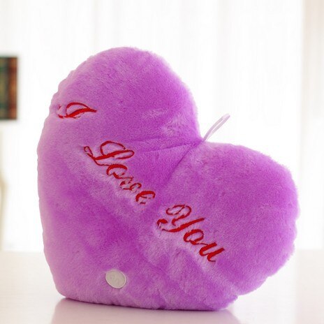 Luminous Heart Cushion Colorful Glowing Pillow Plush Doll Led Light