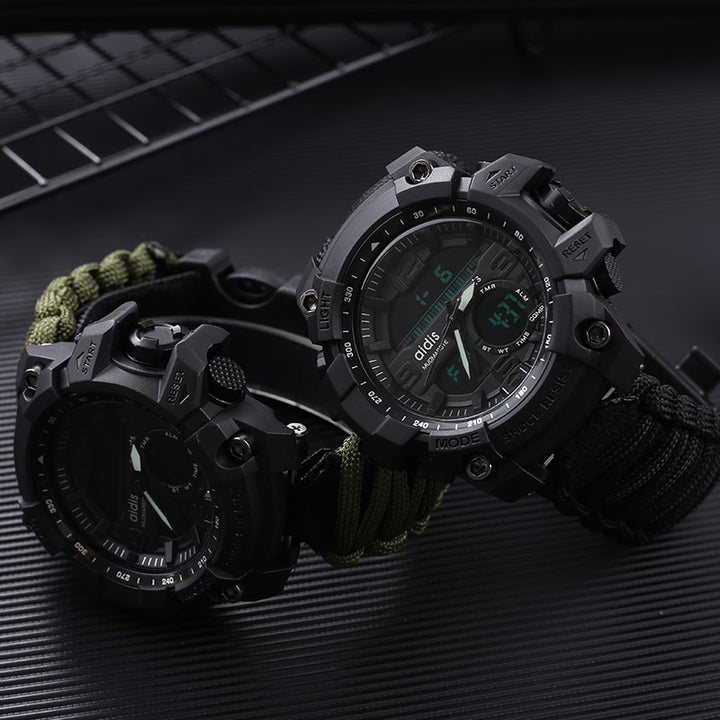 LED Military Watch with compass {30M Waterproof} Men's Sports Watch