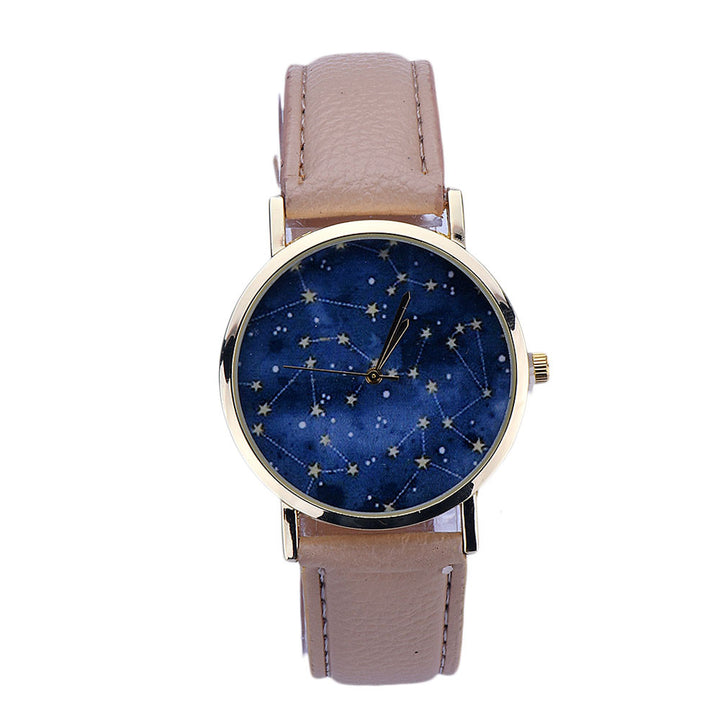 Ladies Casual Sky Stars Night Pattern Wristwatch