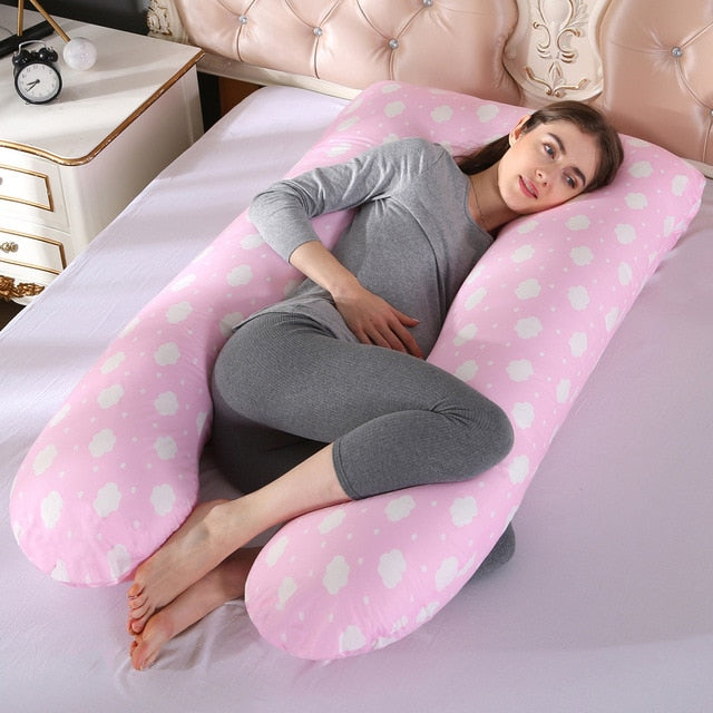 Sleeping Support Pillow For Pregnant Women Body PW12 100% Cotton Rabbit Print U Shape