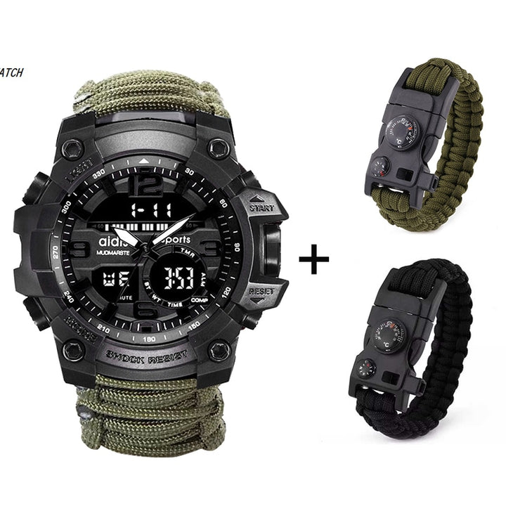 LED Military Watch with compass {30M Waterproof} Men's Sports Watch