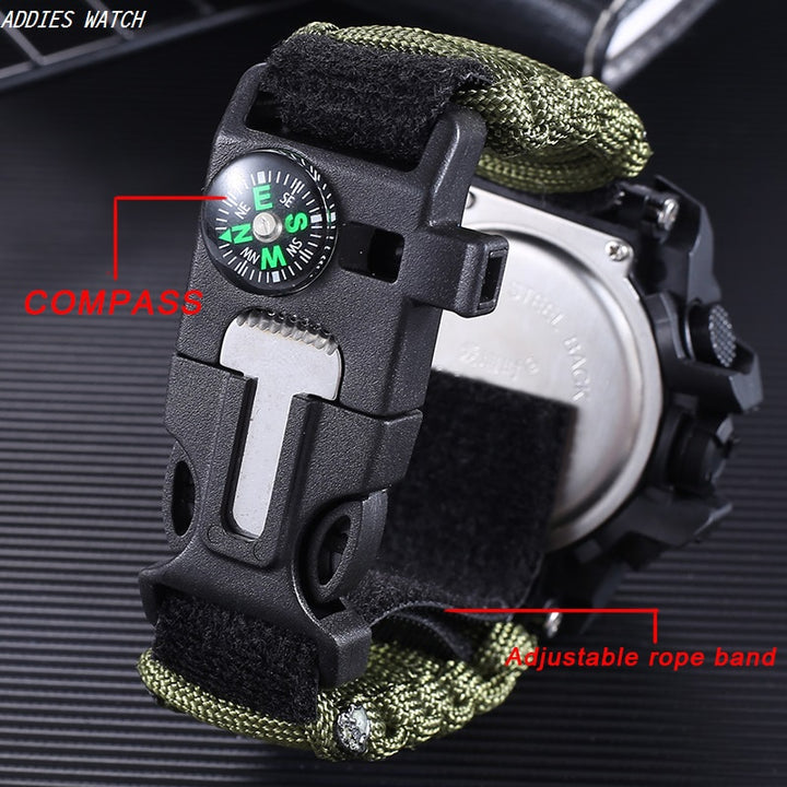 LED Military Watch with compass {30M Waterproof} Men's Sports Watch