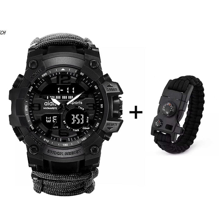 LED Military Watch with compass {30M Waterproof} Men's Sports Watch