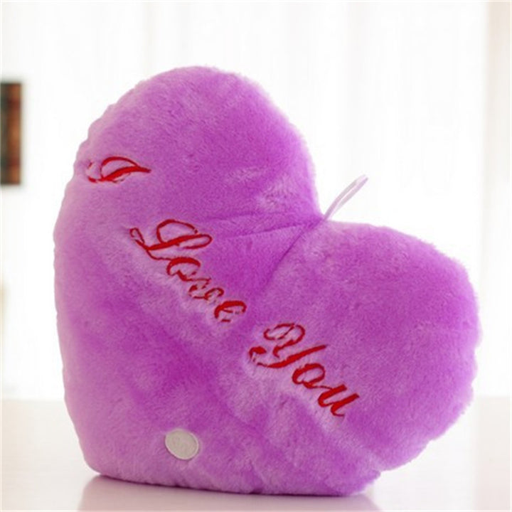 Luminous Heart Cushion Colorful Glowing Pillow Plush Doll Led Light