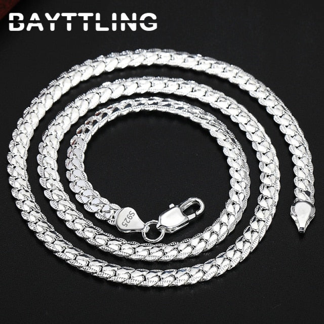 Bayttling S925 Sterling Silver Necklace For Women's And Men