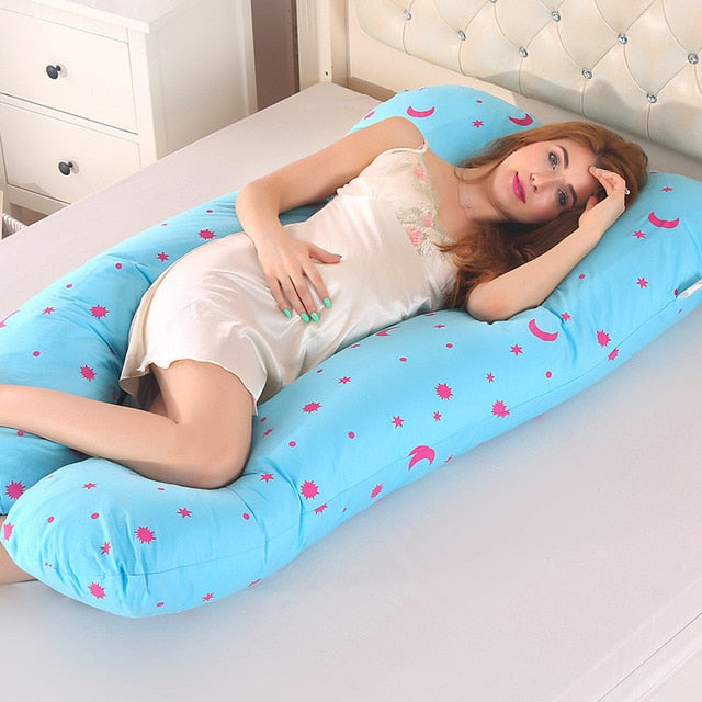 Sleeping Support Pillow For Pregnant Women Body PW12 100% Cotton Rabbit Print U Shape