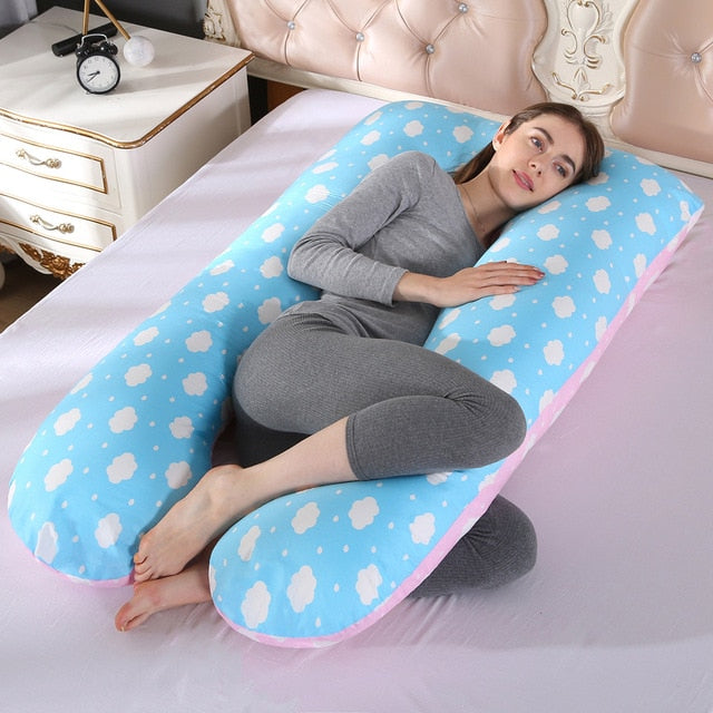 Sleeping Support Pillow For Pregnant Women Body PW12 100% Cotton Rabbit Print U Shape