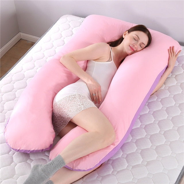 Sleeping Support Pillow For Pregnant Women Body PW12 100% Cotton Rabbit Print U Shape