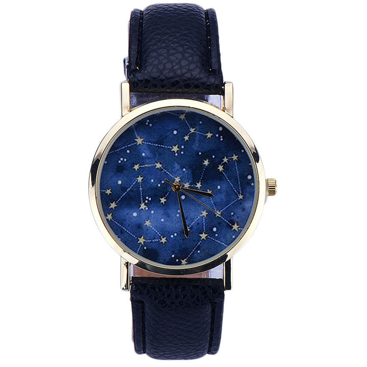 Ladies Casual Sky Stars Night Pattern Wristwatch