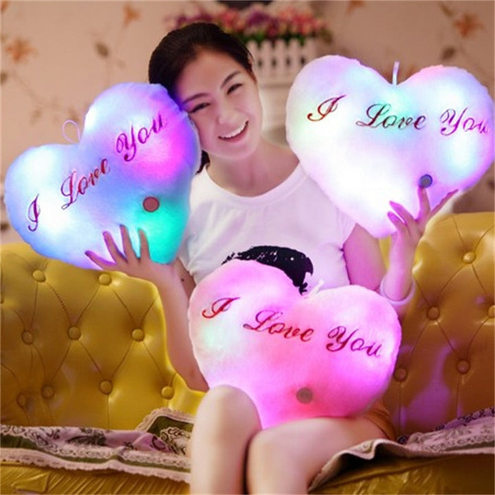 Luminous Heart Cushion Colorful Glowing Pillow Plush Doll Led Light