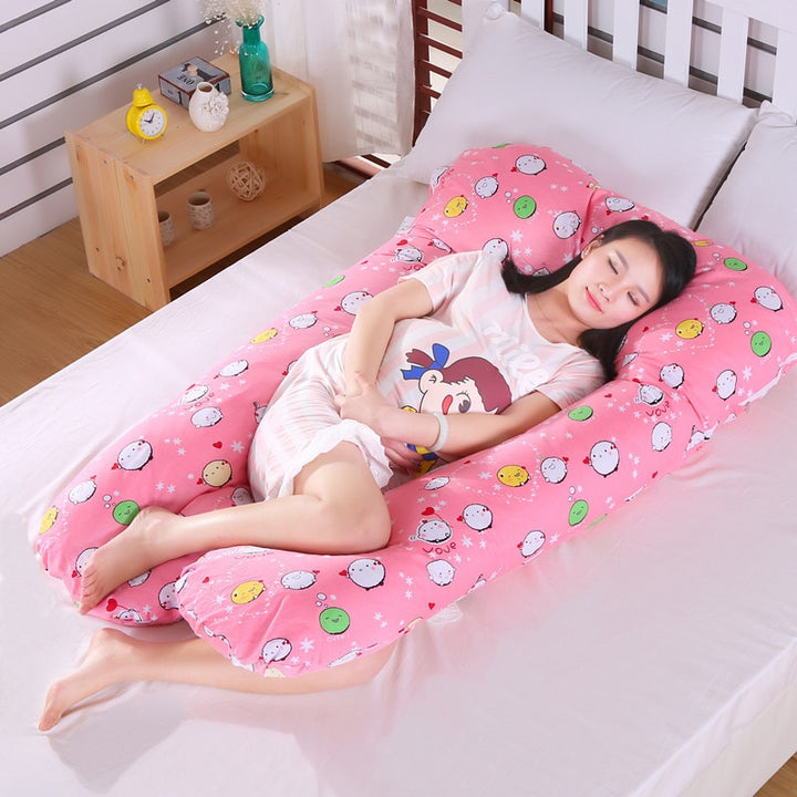 Sleeping Support Pillow For Pregnant Women Body PW12 100% Cotton Rabbit Print U Shape