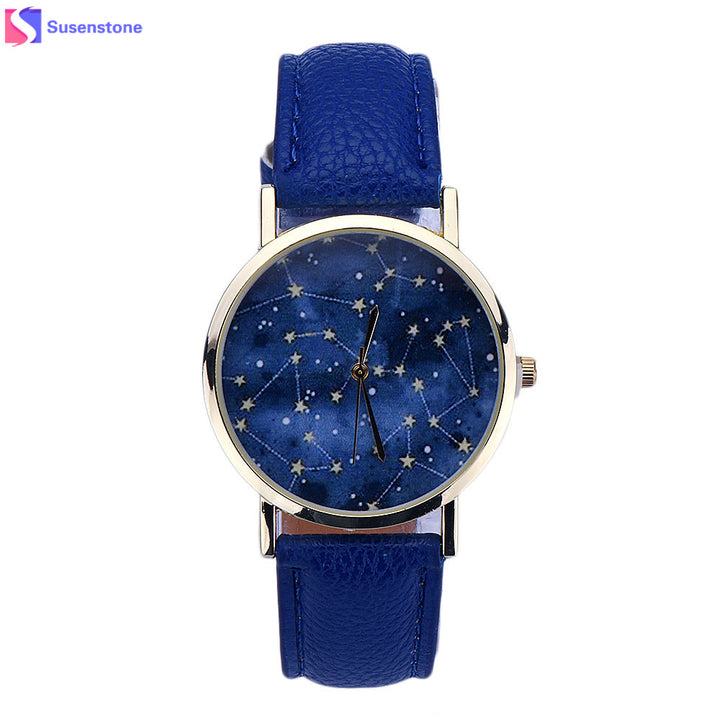 Ladies Casual Sky Stars Night Pattern Wristwatch