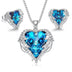 Wings of an Angel Heart Blue Topaz Necklace and Earring Set ITALY Made