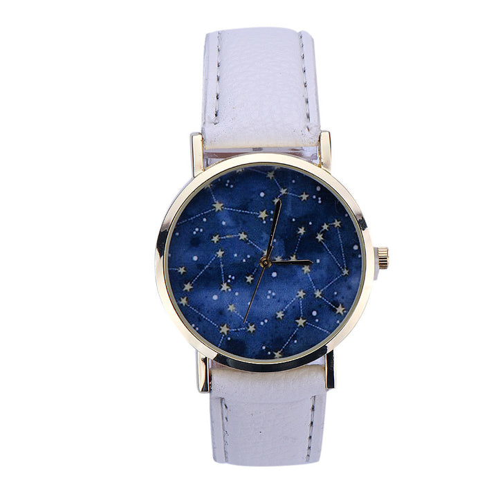 Ladies Casual Sky Stars Night Pattern Wristwatch