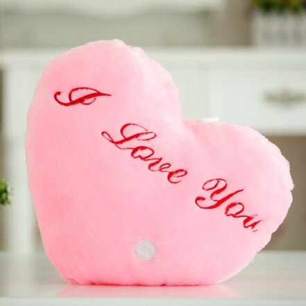 Luminous Heart Cushion Colorful Glowing Pillow Plush Doll Led Light