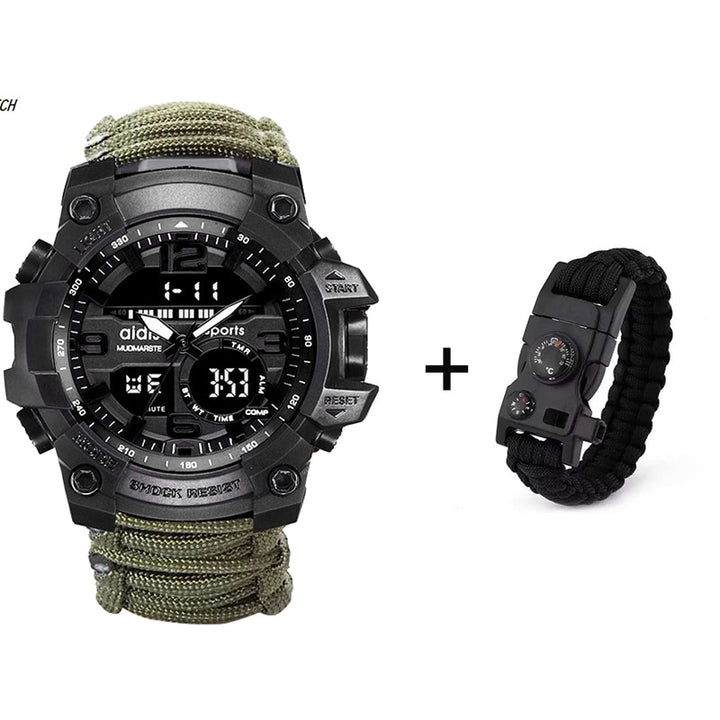 LED Military Watch with compass {30M Waterproof} Men's Sports Watch