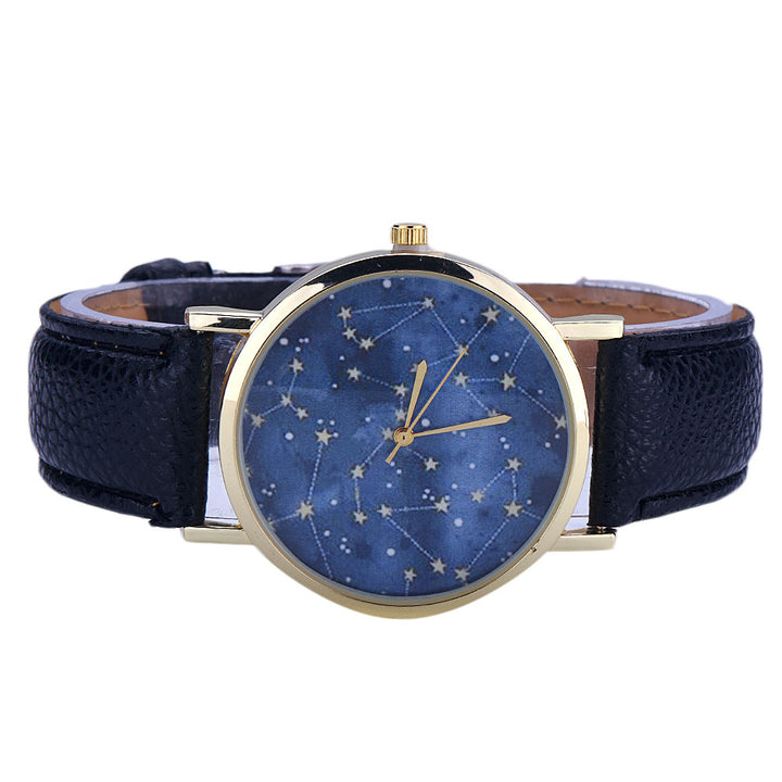 Ladies Casual Sky Stars Night Pattern Wristwatch