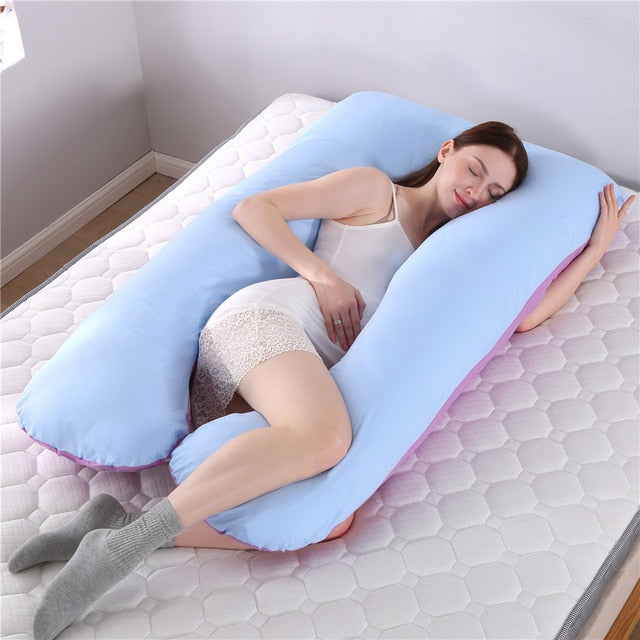 Sleeping Support Pillow For Pregnant Women Body PW12 100% Cotton Rabbit Print U Shape