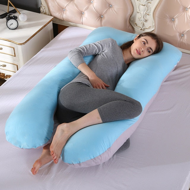 Sleeping Support Pillow For Pregnant Women Body PW12 100% Cotton Rabbit Print U Shape