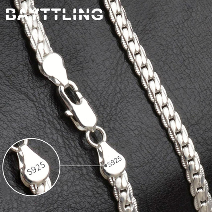 Bayttling S925 Sterling Silver Necklace For Women's And Men