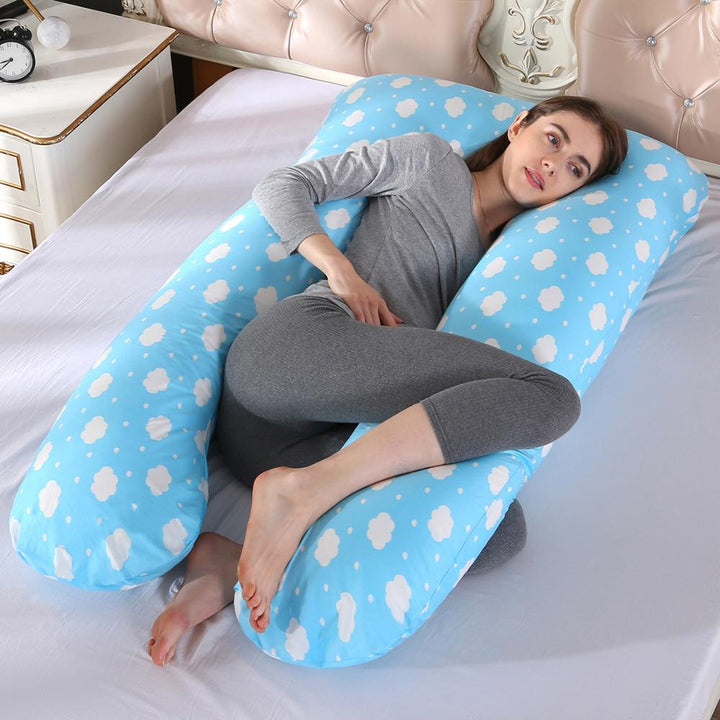 Sleeping Support Pillow For Pregnant Women Body PW12 100% Cotton Rabbit Print U Shape