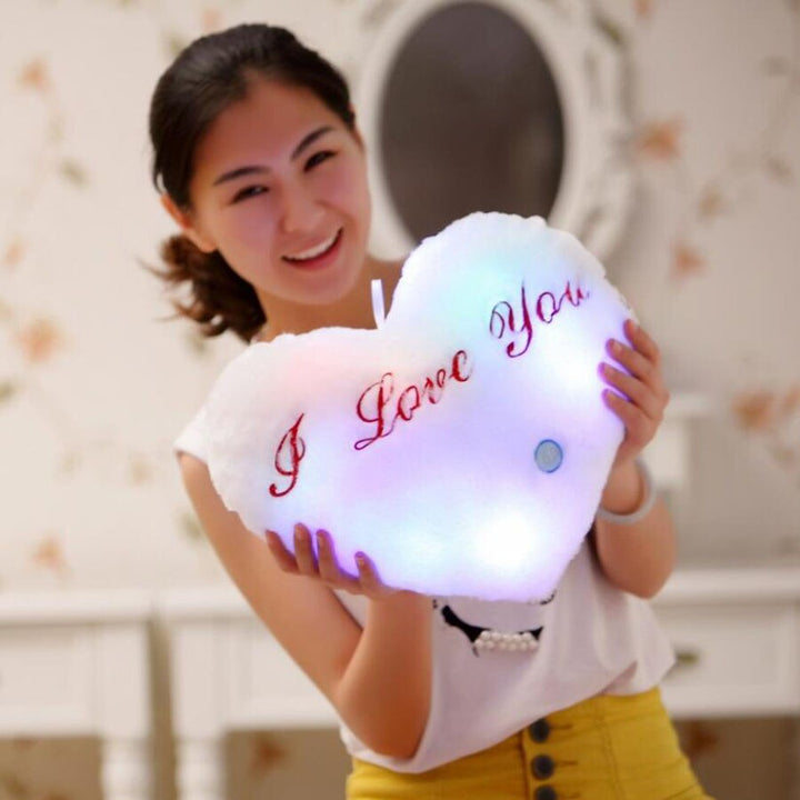 Luminous Heart Cushion Colorful Glowing Pillow Plush Doll Led Light